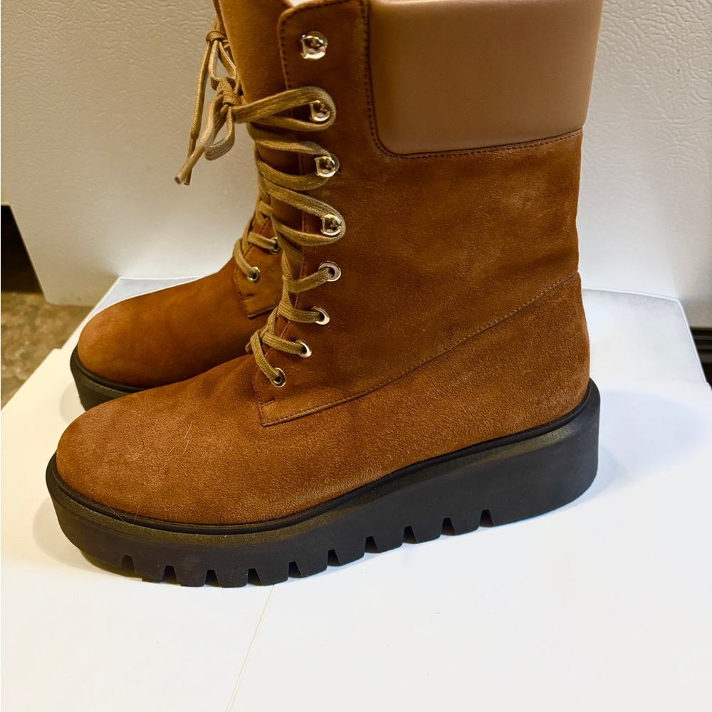 Stuart Weitzman sued and leather  Lace Up Women's Boots